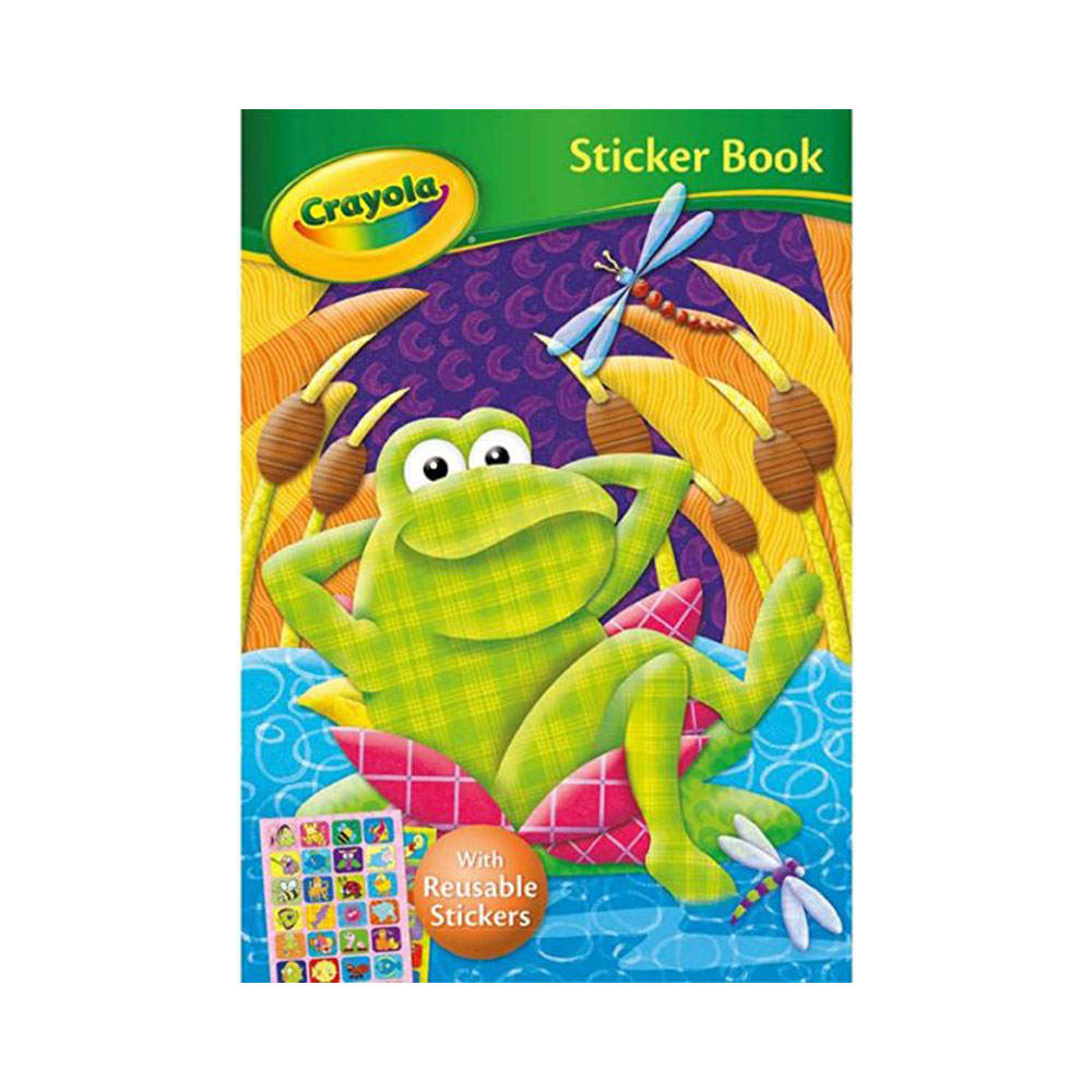Crayola Sticker Book FROG, Carte de colorat cu autocolante reutilizabile (2906/CYSB1)